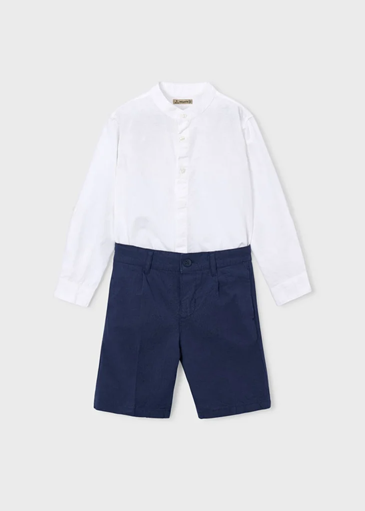 mayoral Σετ βερμουδα λινη suiting 26 3216 12 Μπλε σκούρο