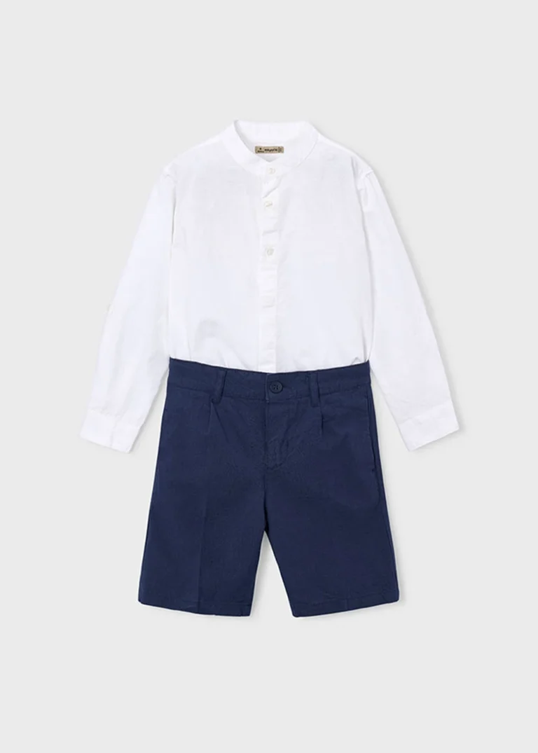 mayoral Σετ βερμουδα λινη suiting 26 3216 12 Μπλε σκούρο