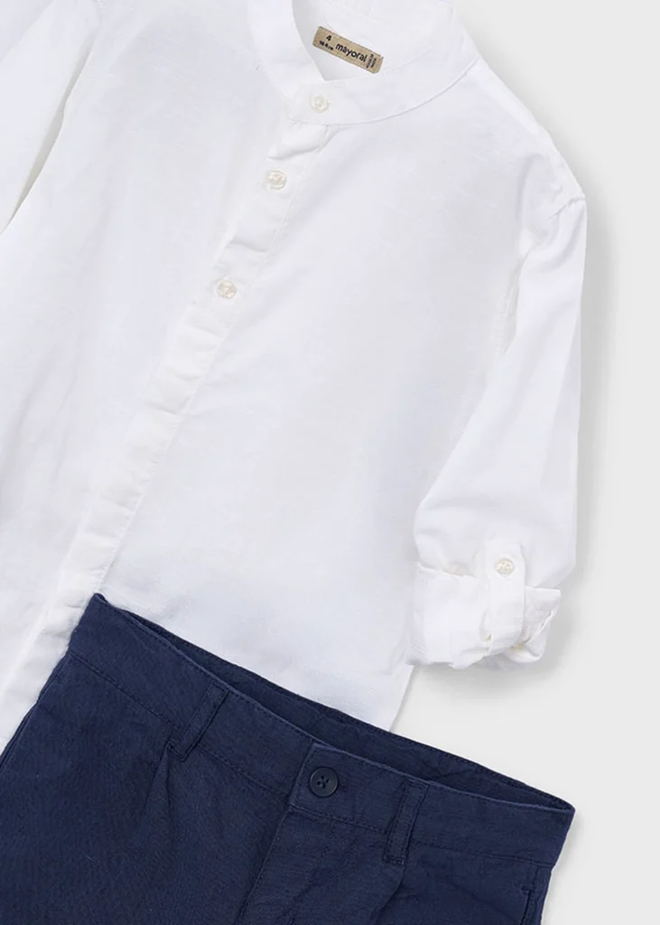 mayoral Σετ βερμουδα λινη suiting 26 3216 12 Μπλε σκούρο