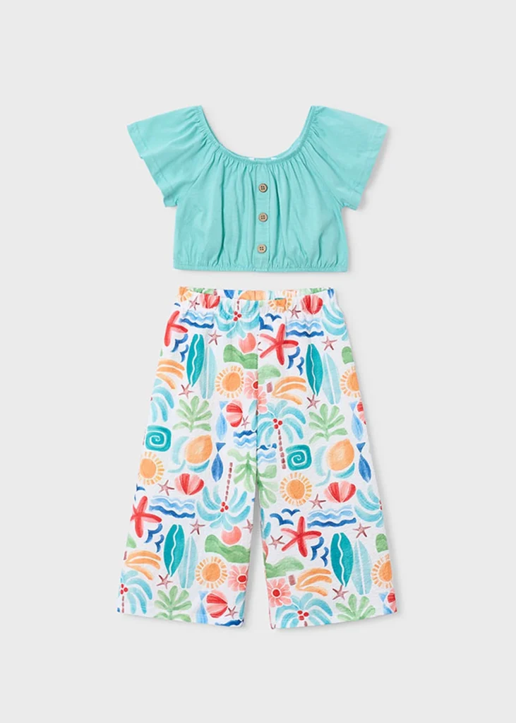 mayoral Σετ παντελονι μακρυ Σταμπωτό 26 3597 70 Πρασινομπλέ