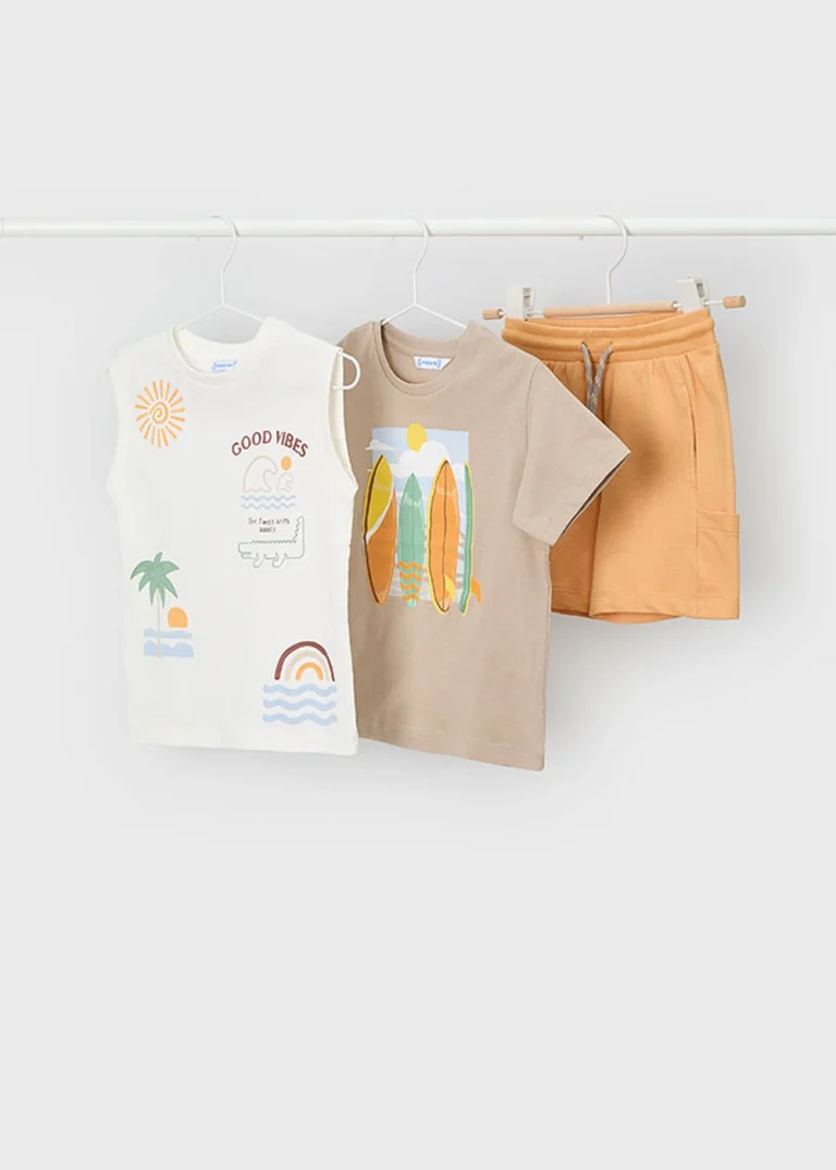 mayoral Σετ μακο κοντομανικο τιραντες 26 3603 27 Μπεζ / Ροδακινί