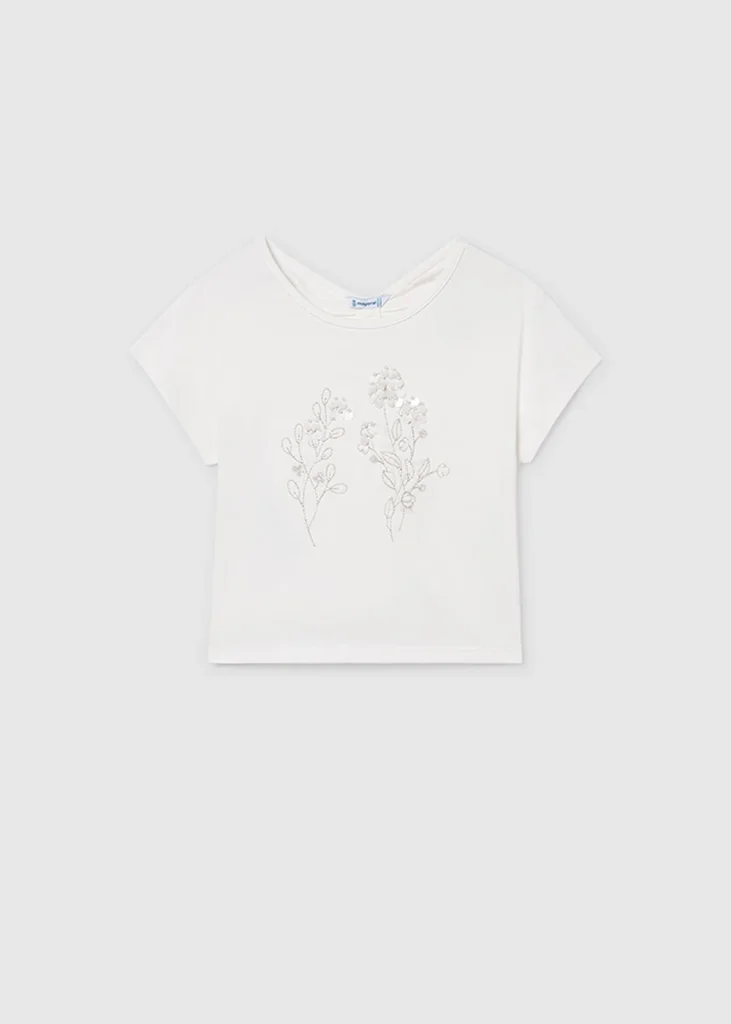 mayoral Μπλουζα κοντομανικη παγιετες 26 6002 91 Εκρού