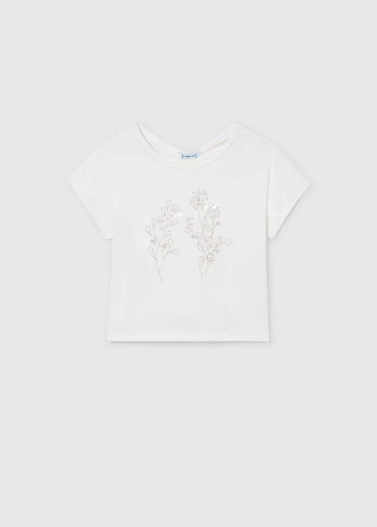 mayoral Μπλουζα κοντομανικη παγιετες 26 6002 91 Εκρού