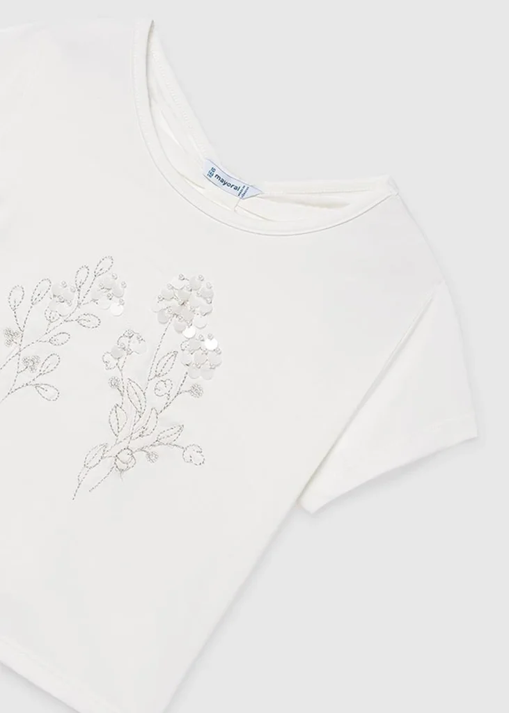 mayoral Μπλουζα κοντομανικη παγιετες 26 6002 91 Εκρού