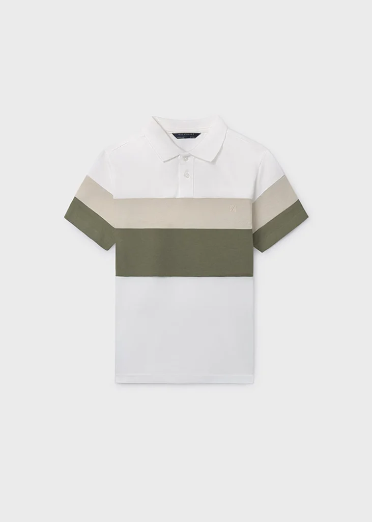 mayoral Πολο κοντομανικο blocking 26 6168 96 Κρέμ / Πράσινο