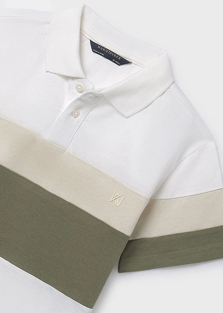 mayoral Πολο κοντομανικο blocking 26 6168 96 Κρέμ / Πράσινο