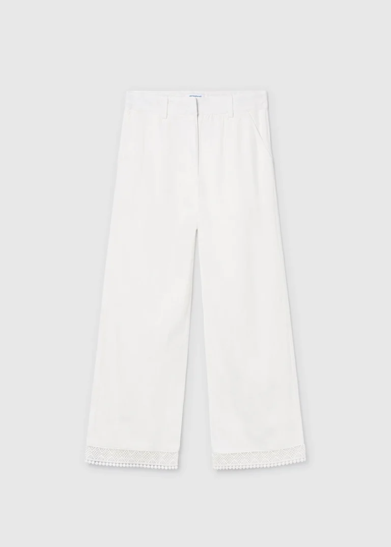 mayoral Παντελονι μακρυ δαντελα κεντη 26 6545 95 Εκρού