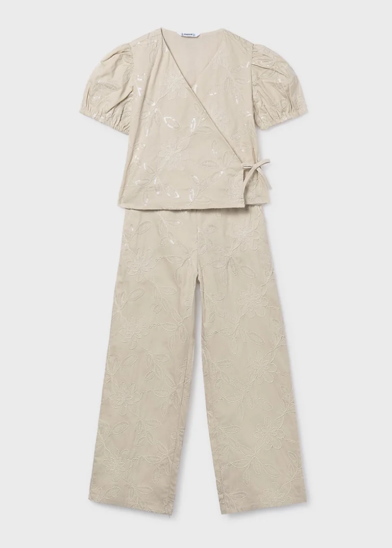 mayoral Σετ πανετλονι μακρυ κεντητο 26 6559 22 Μπεζ σκούρο