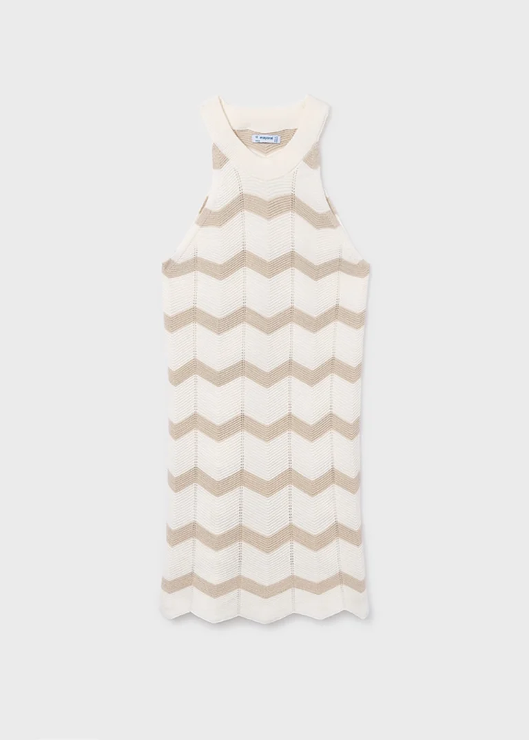 mayoral Φορεμα πλεκτο ζιγκ ζαγκ 26 6907 64 Εκρού αμμο