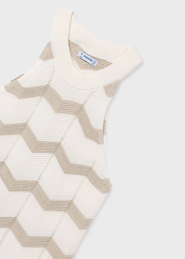 mayoral Φορεμα πλεκτο ζιγκ ζαγκ 26 6907 64 Εκρού αμμο