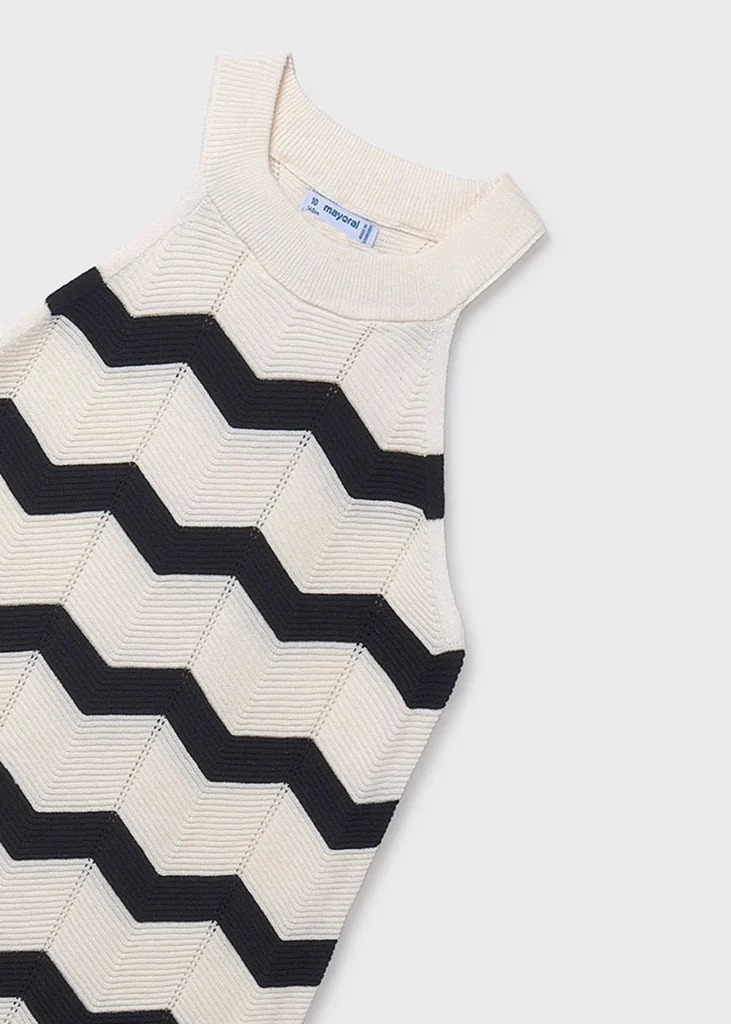 mayoral Φορεμα πλεκτο ζιγκ ζαγκ 26 6907 64 Εκρού αμμο