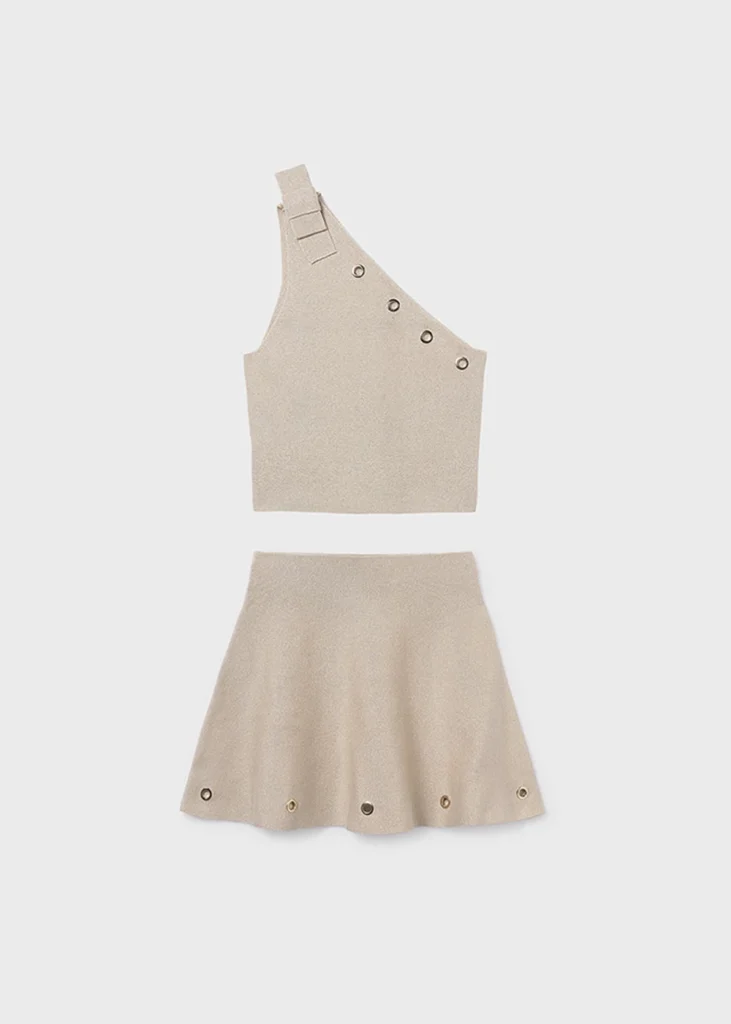 mayoral Σετ φουστα πλεκτη τρουκς 26 6918 14 Μπεζ σκούρο