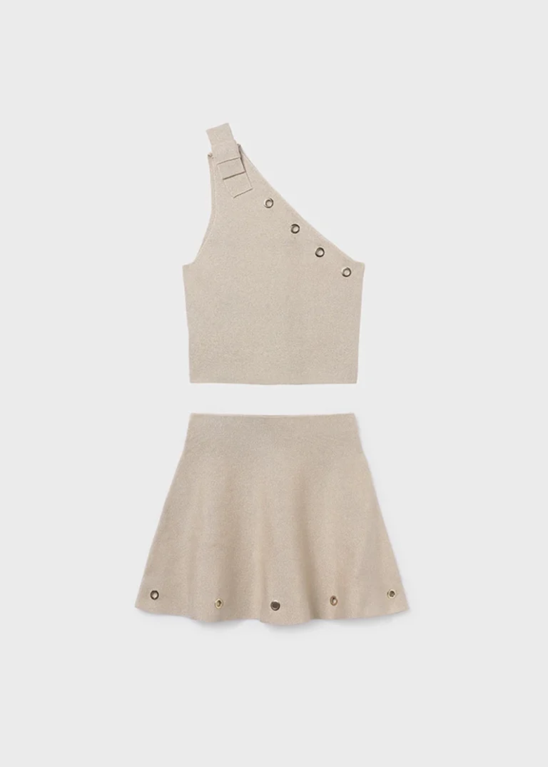 mayoral Σετ φουστα πλεκτη τρουκς 26 6918 14 Μπεζ σκούρο