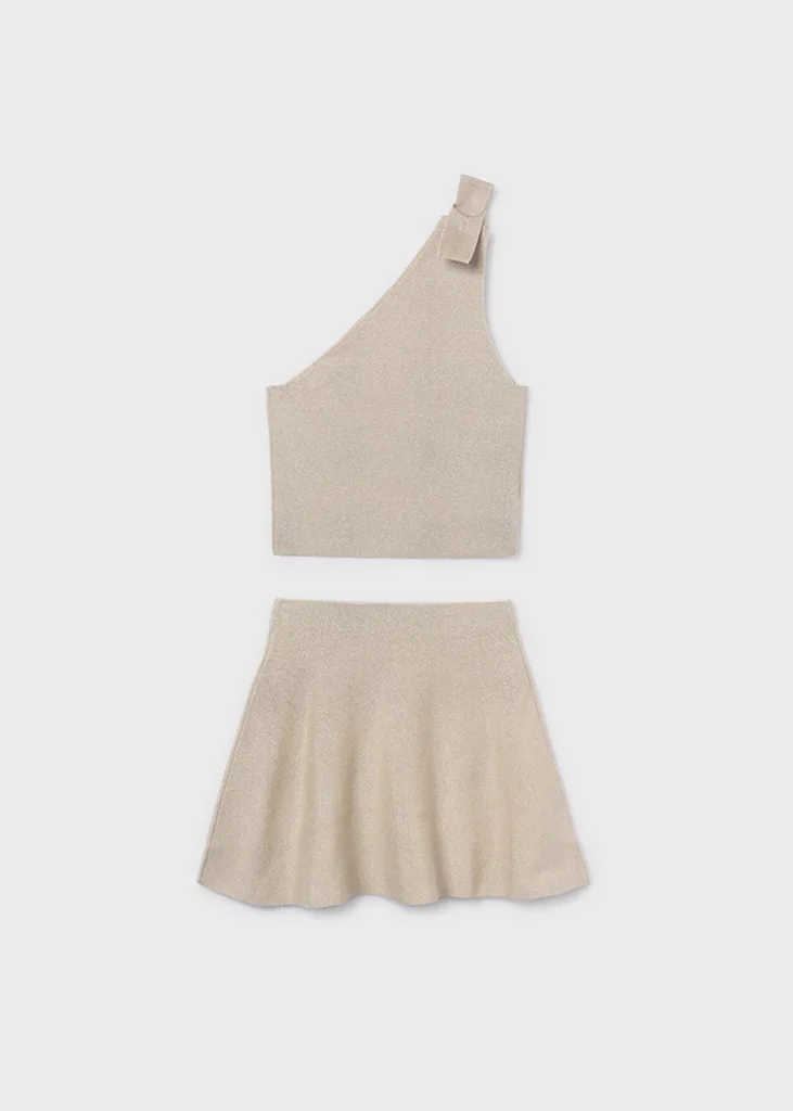 mayoral Σετ φουστα πλεκτη τρουκς 26 6918 14 Μπεζ σκούρο