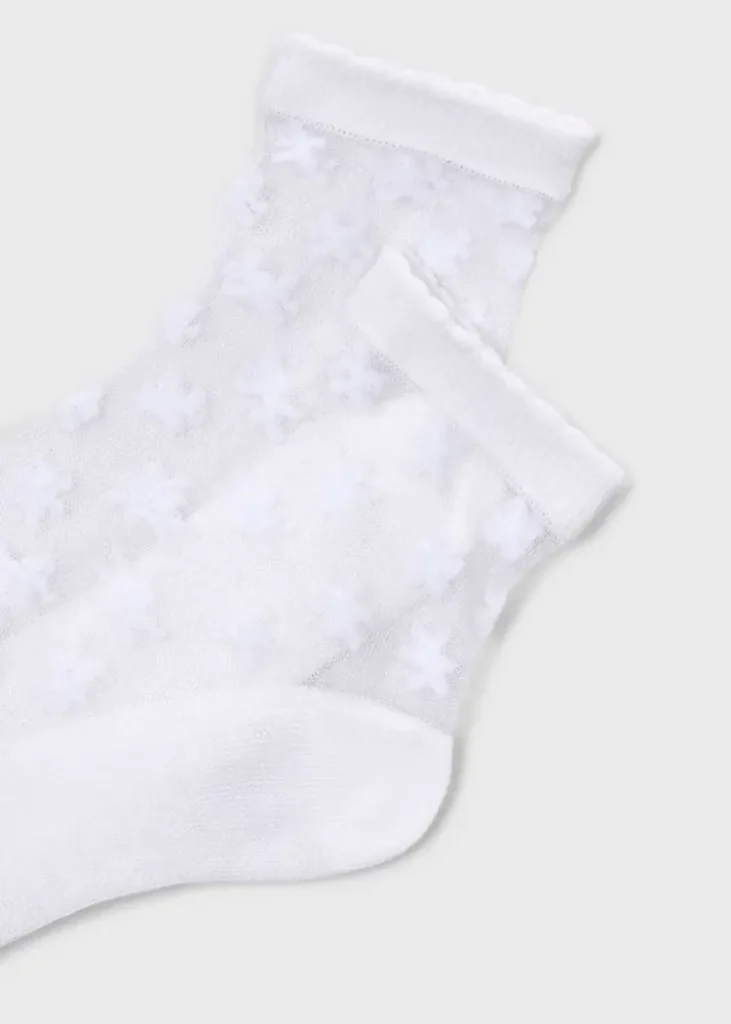 mayoral Καλτσακι λουλουδια 26 10186 20 Λευκό