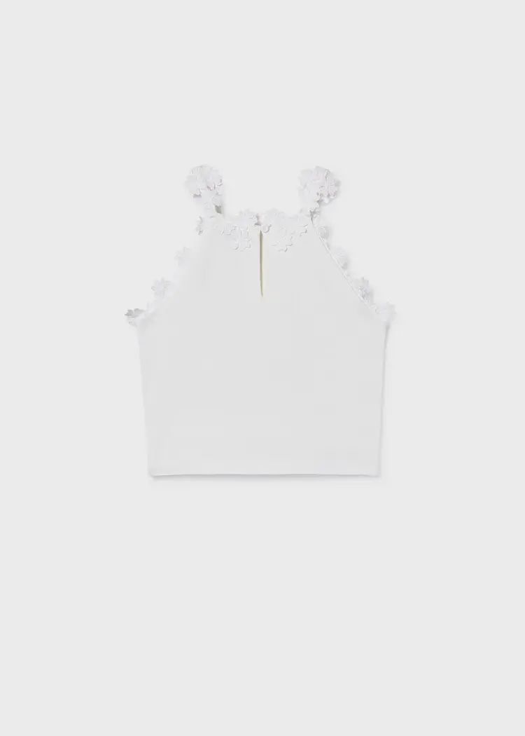 mayoral Μπλούζα με λεπτομέρειες λουλούδια κορίτσι Κωδ. 26 06015 019 Λευκό
