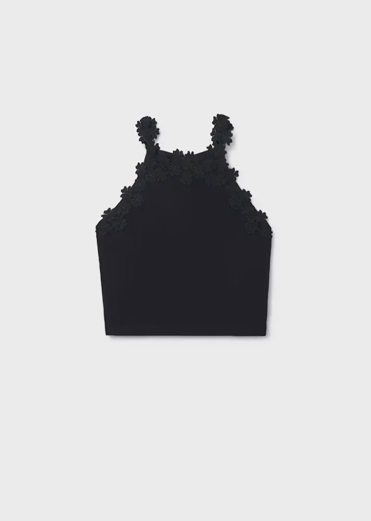 mayoral Μπλούζα με λεπτομέρειες λουλούδια κορίτσι Κωδ. 26 06015 021 Μαύρο