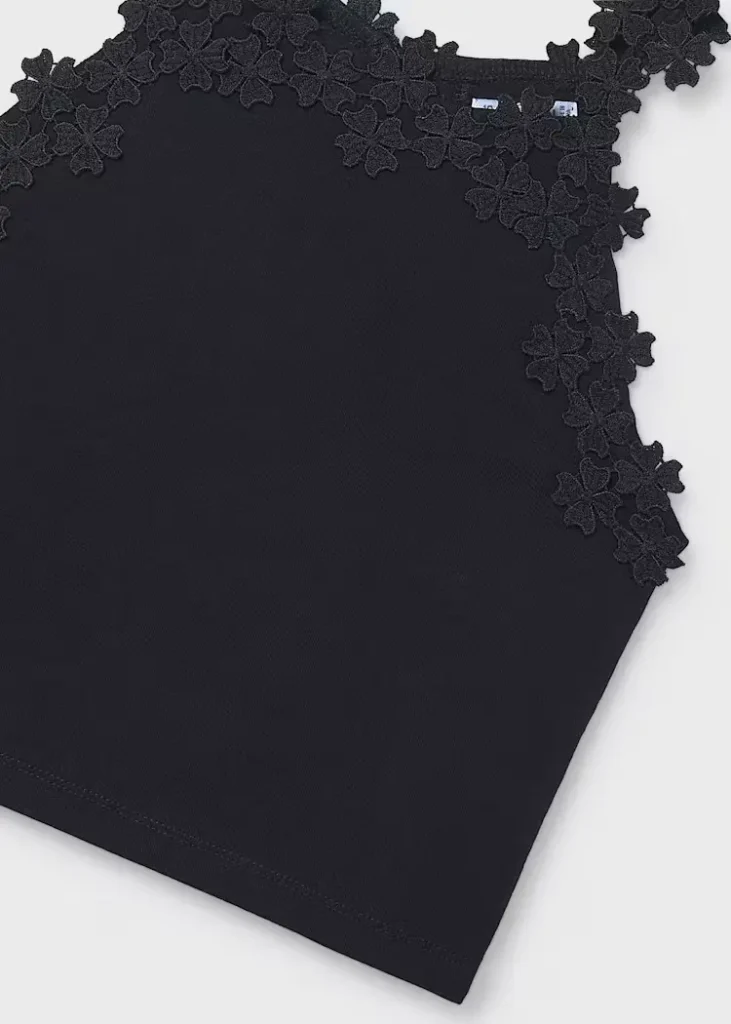 mayoral Μπλούζα με λεπτομέρειες λουλούδια κορίτσι Κωδ. 26 06015 021 Μαύρο