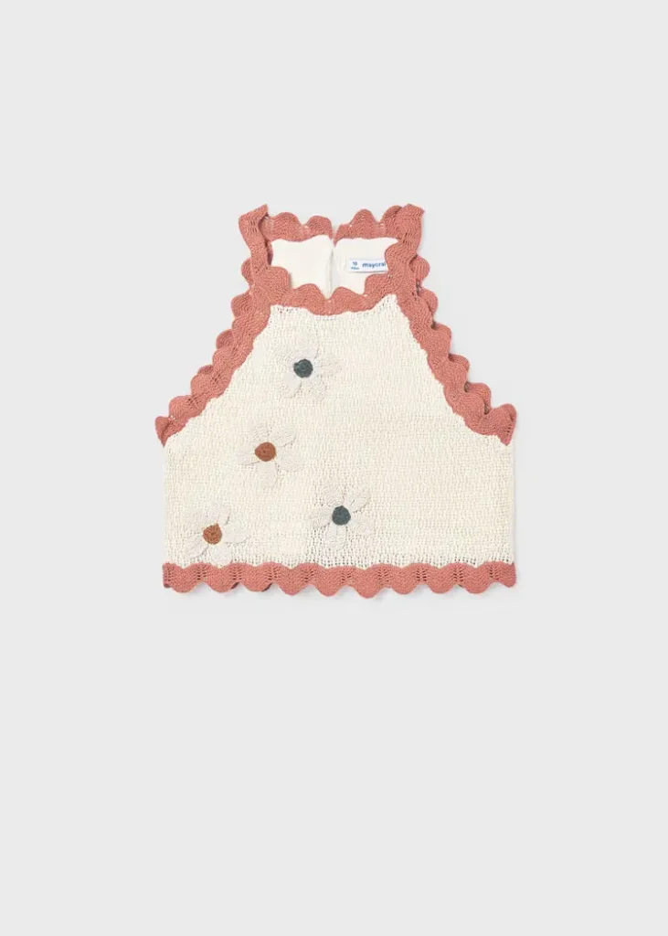 mayoral Τοπ πλεκτο λουλουδια 26 6021 34 Μπεζ / Πορτοκαλί