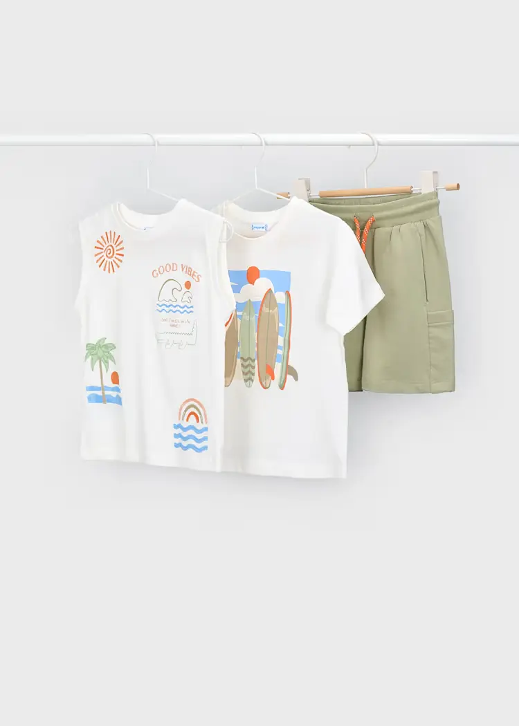 mayoral Σετ μακο κοντομανικο τιραντες 26 3603 28 Κρέμ / Πράσινο