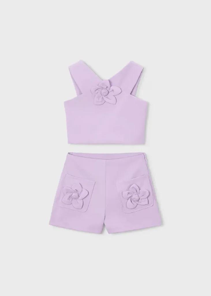mayoral Σετ βερμουδα κρεπ λουλουδια 26 3948 95 Μωβ