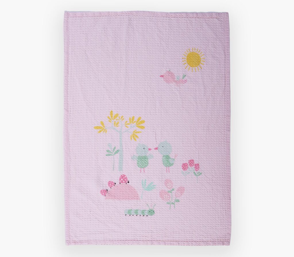 nef nef Βρεφική κουβέρτα πικέ αγκαλιάς spring happiness 80x110 Ροζ Κωδ. 039486