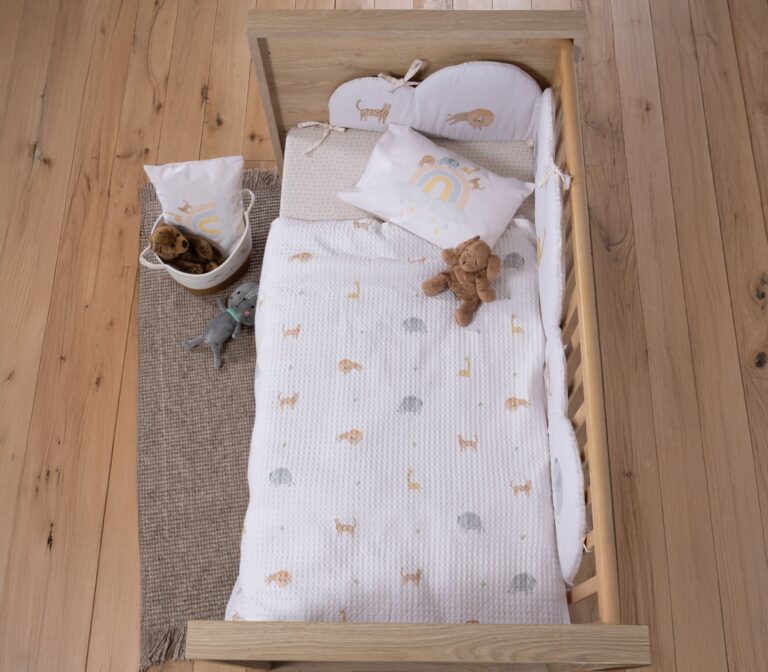 nef nef Βρεφική κουβέρτα πικέ αγκαλιάς jungle in motion 80x110 Εκρού Κωδ. 039490