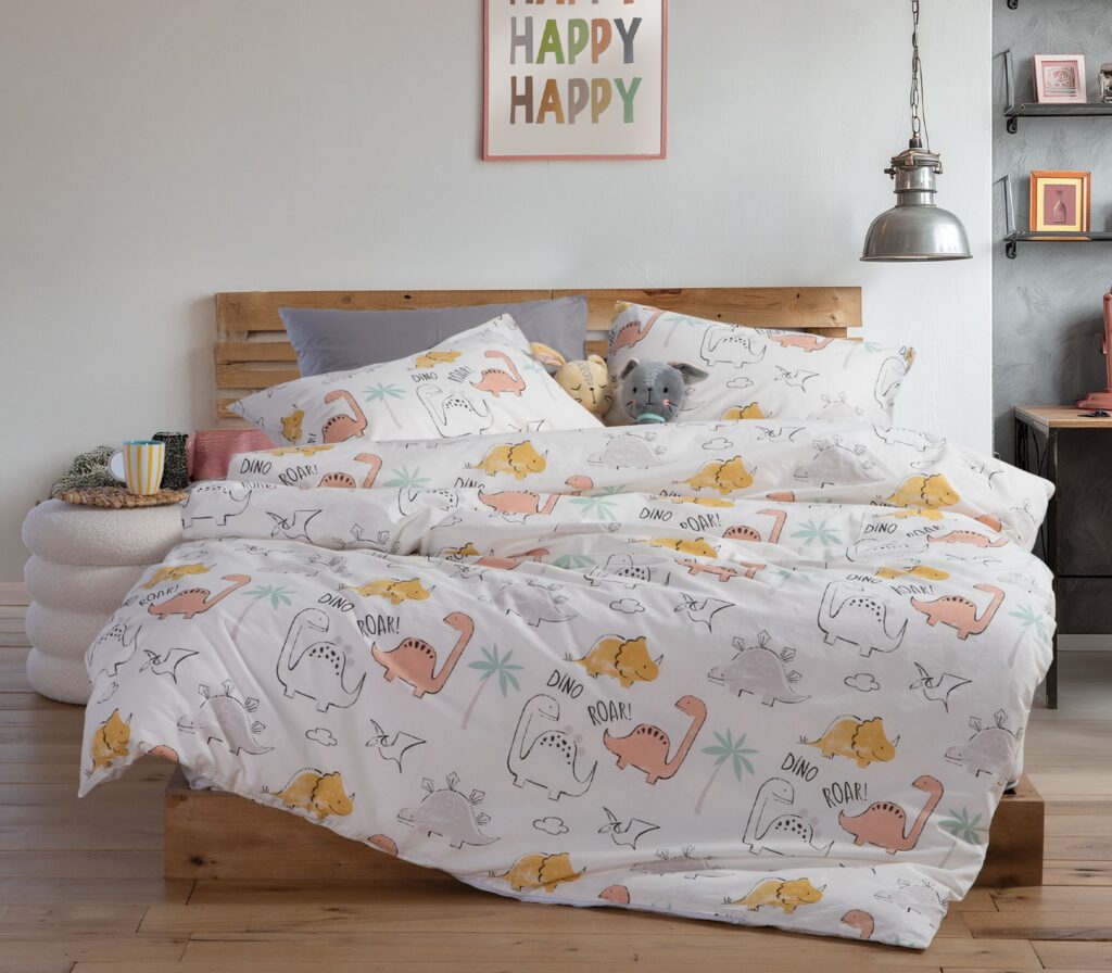 nef nef Παιδικά σετ σεντόνια μονά dinosaur art 170x260 Εκρού Κωδ. 039542