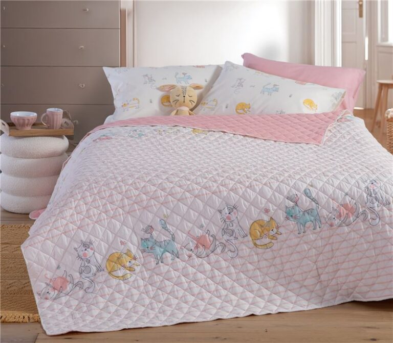 nef nef Παιδικό κουβερλί μονό cat life 180x240 Ροζ Κωδ. 039779