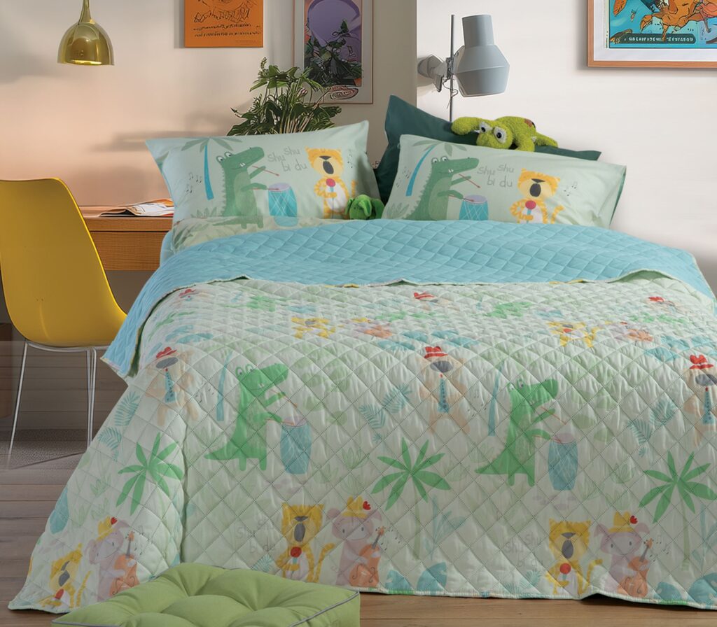 nef nef Παιδικό κουβερλί μονό jungle music 180x240 Πράσινο Κωδ. 039781