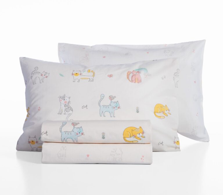 nef nef Παιδικά σετ σεντόνια μονά cat life 170x260 Εκρού Κωδ. 039537