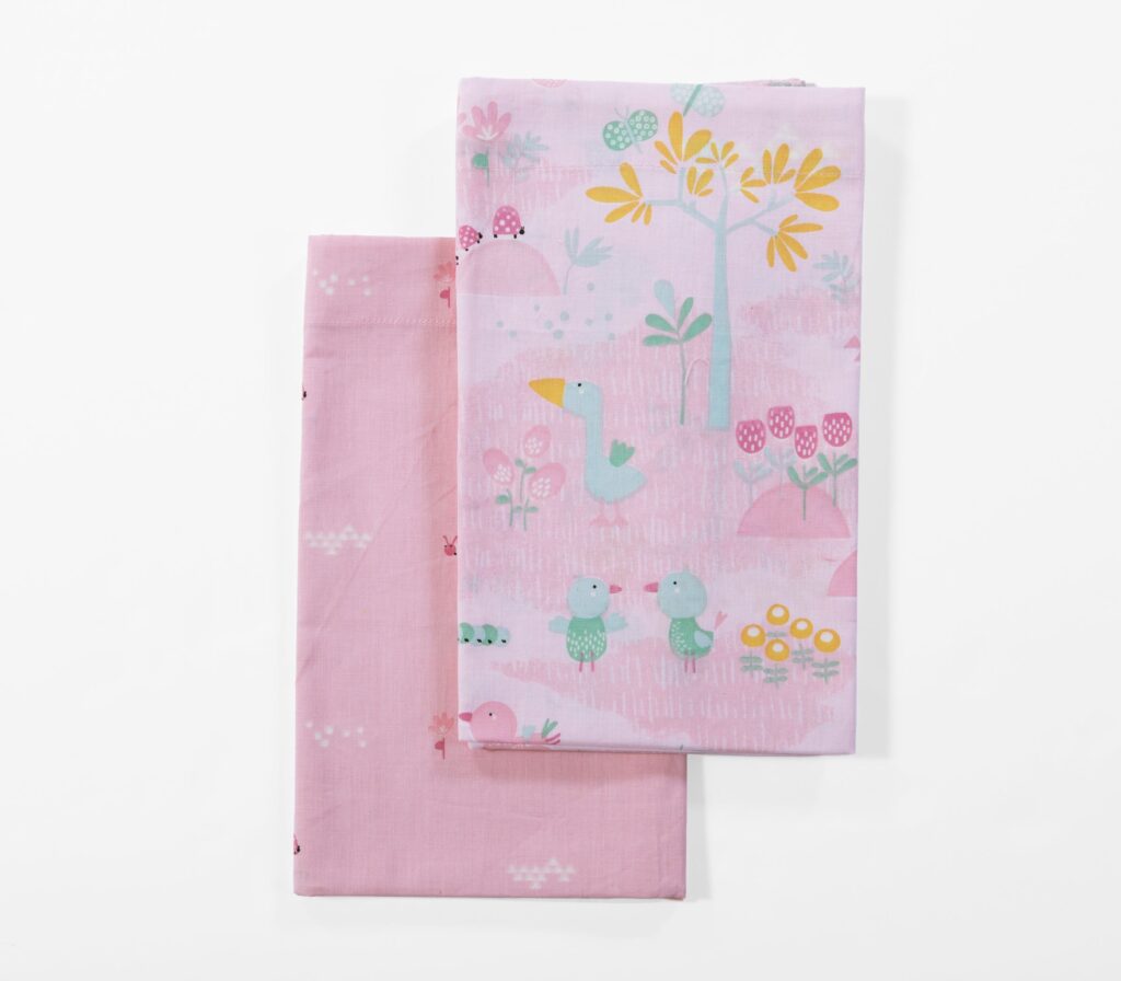 nef nef Σετ σεντόνια λίκνου 2τμχ spring happiness Ροζ Κωδ. 039594