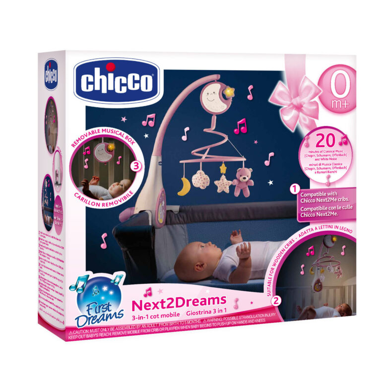 chicco Βρεφικό Περιστρεφόμενο Κούνιας με Μελωδίες 3 σε 1 next2dreams Ροζ Για 0+ Κωδ: 57262