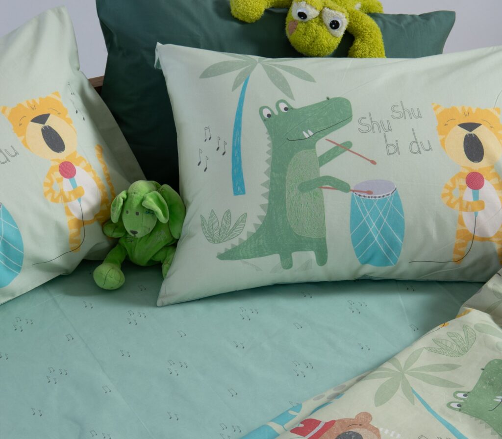 nef nef Παιδικά σετ σεντόνια μονά jungle music 170x260 Πράσινο Κωδ. 039540