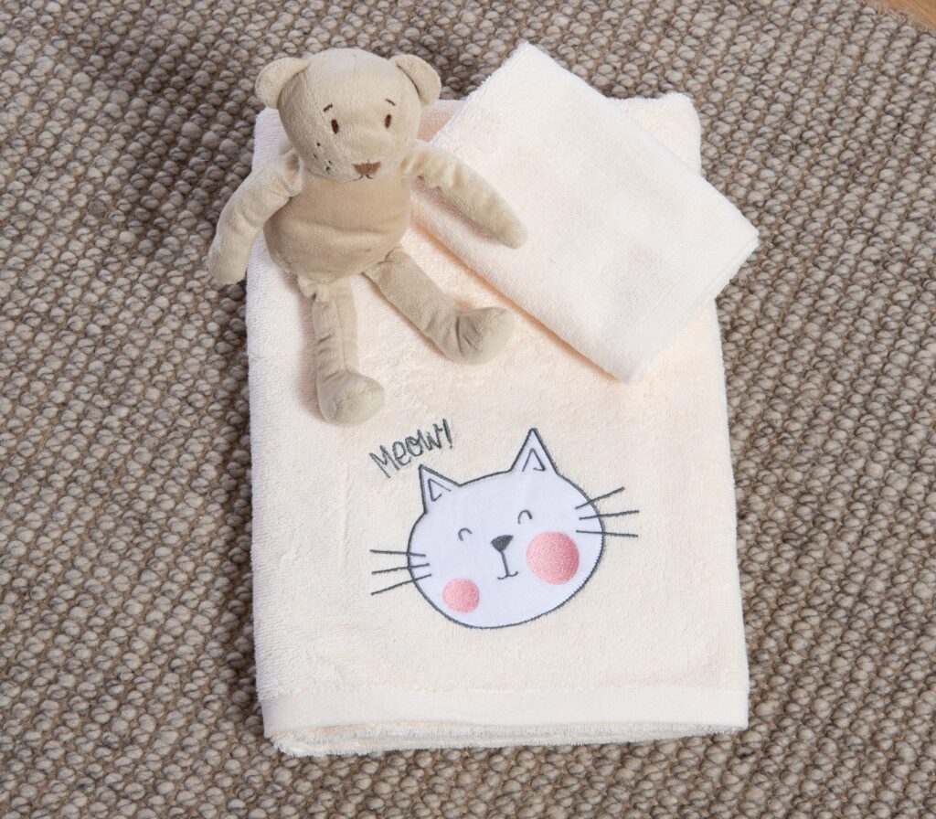 nef nef Παιδικές πετσέτες σετ 2 τμχ cat life Εκρού Κωδ. 039767
