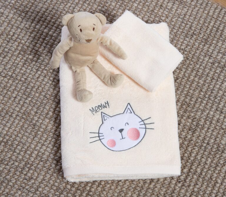 nef nef Παιδικές πετσέτες σετ 2 τμχ cat life Εκρού Κωδ. 039767