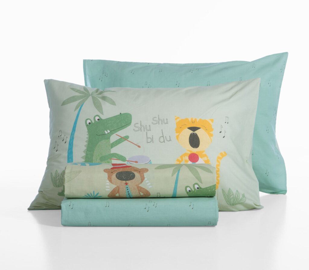 nef nef Παιδικά σετ σεντόνια μονά jungle music 170x260 Πράσινο Κωδ. 039540