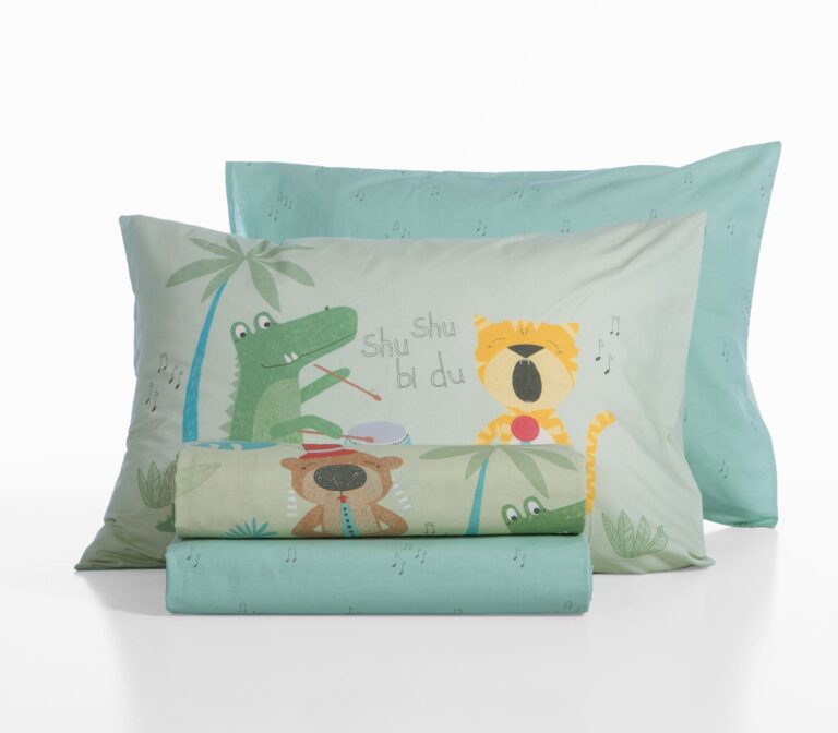 nef nef Παιδικά σετ σεντόνια μονά jungle music 170x260 Πράσινο Κωδ. 039540