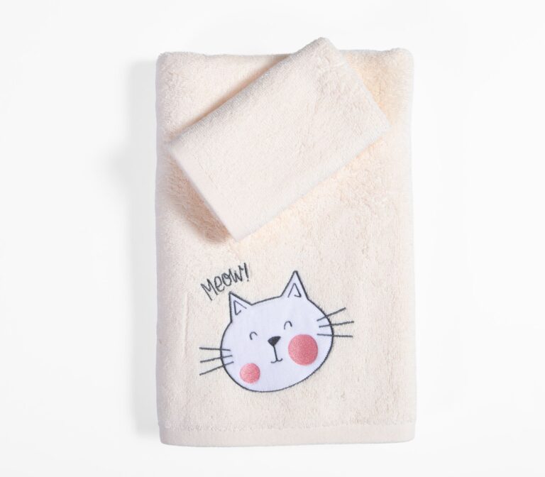 nef nef Παιδικές πετσέτες σετ 2 τμχ cat life Εκρού Κωδ. 039767