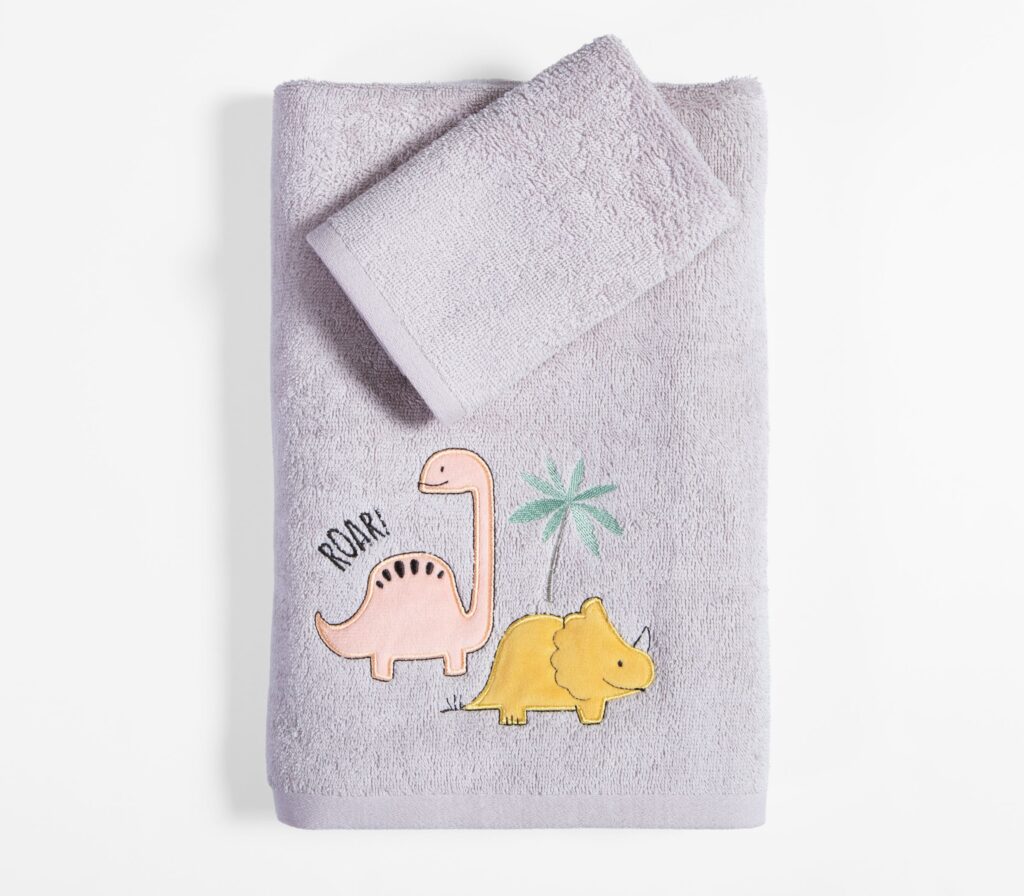 nef nef Παιδικές πετσέτες σετ 2 τμχ dinosaur art Γκρί Κωδ. 039771