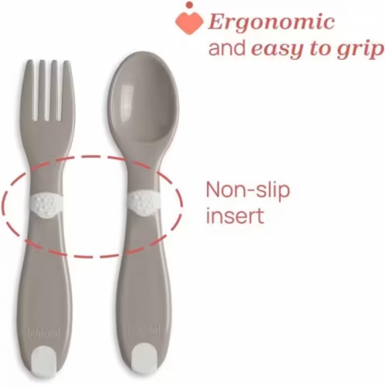 chicco first cutlery Σετ Κουταλοπίρουνα 2 τμχ Για 12m+ grey f01 16101 35