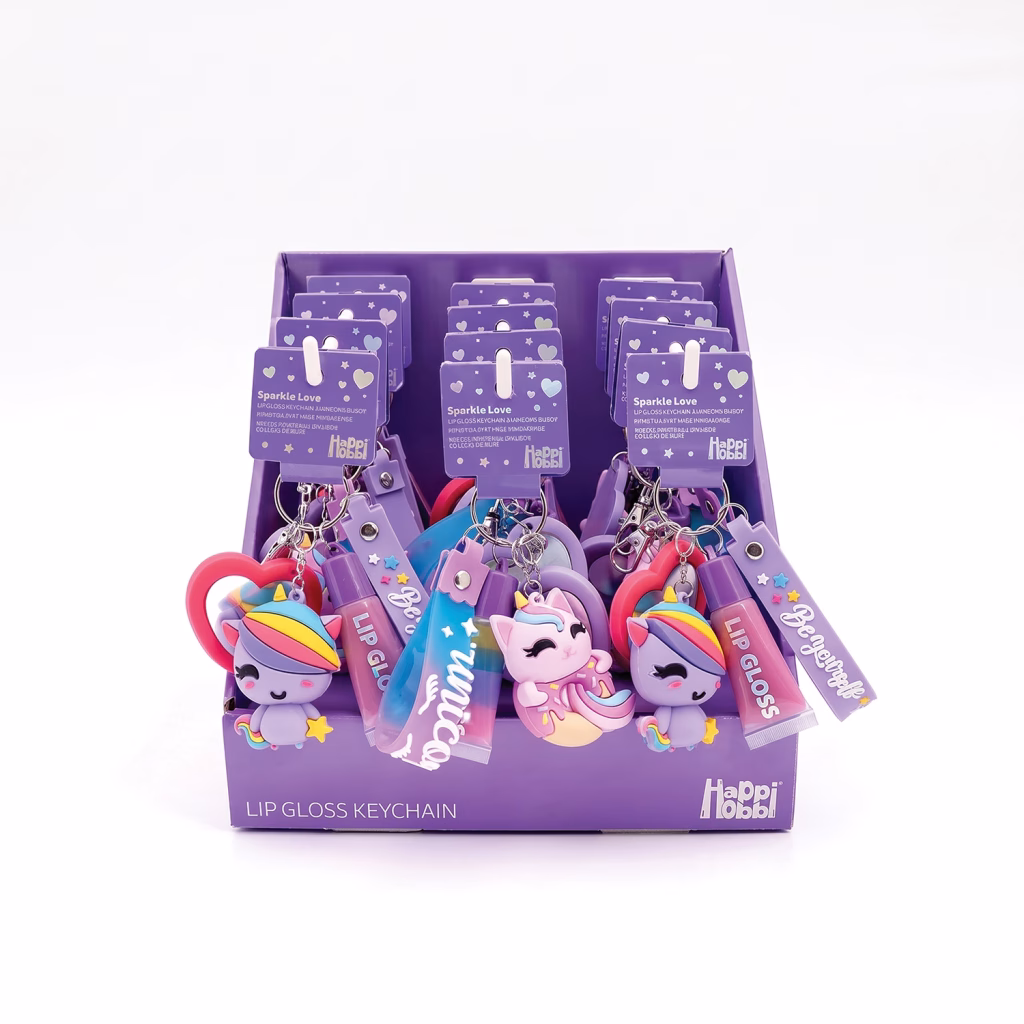 happihobbi Μπρελόκ με lip gloss & Φιγούρα Μονόκερο σε 2 Σχέδια για 6+ Ετών