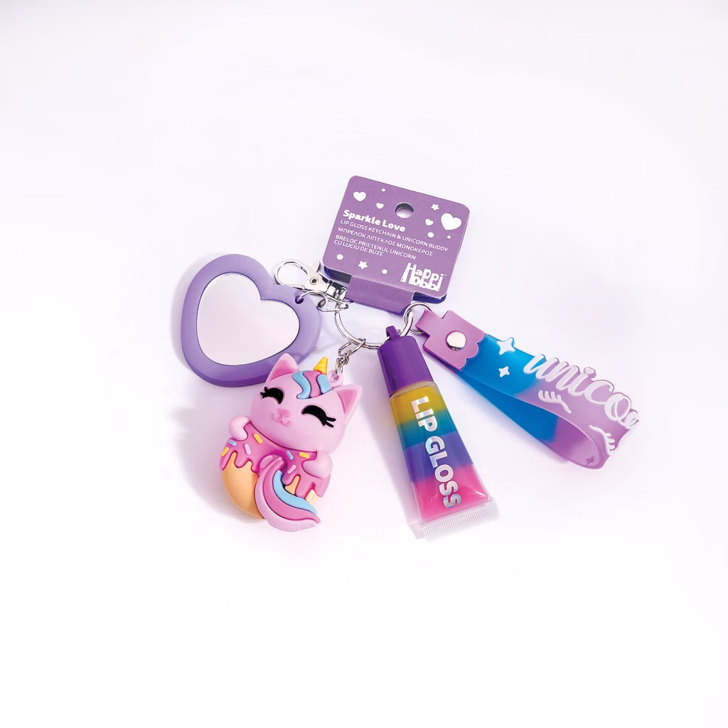 happihobbi Μπρελόκ με lip gloss & Φιγούρα Μονόκερο σε 2 Σχέδια για 6+ Ετών
