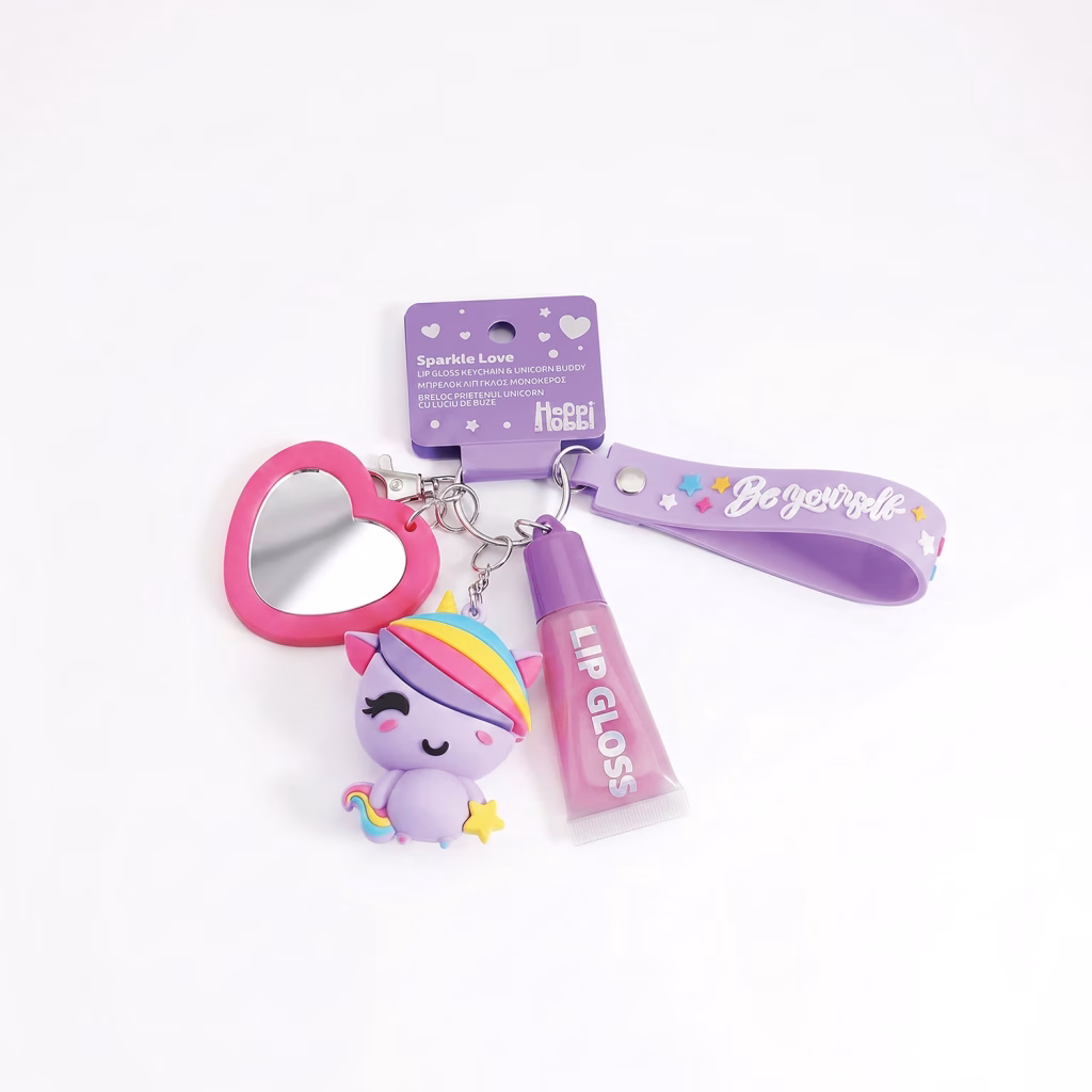 happihobbi Μπρελόκ με lip gloss & Φιγούρα Μονόκερο σε 2 Σχέδια για 6+ Ετών