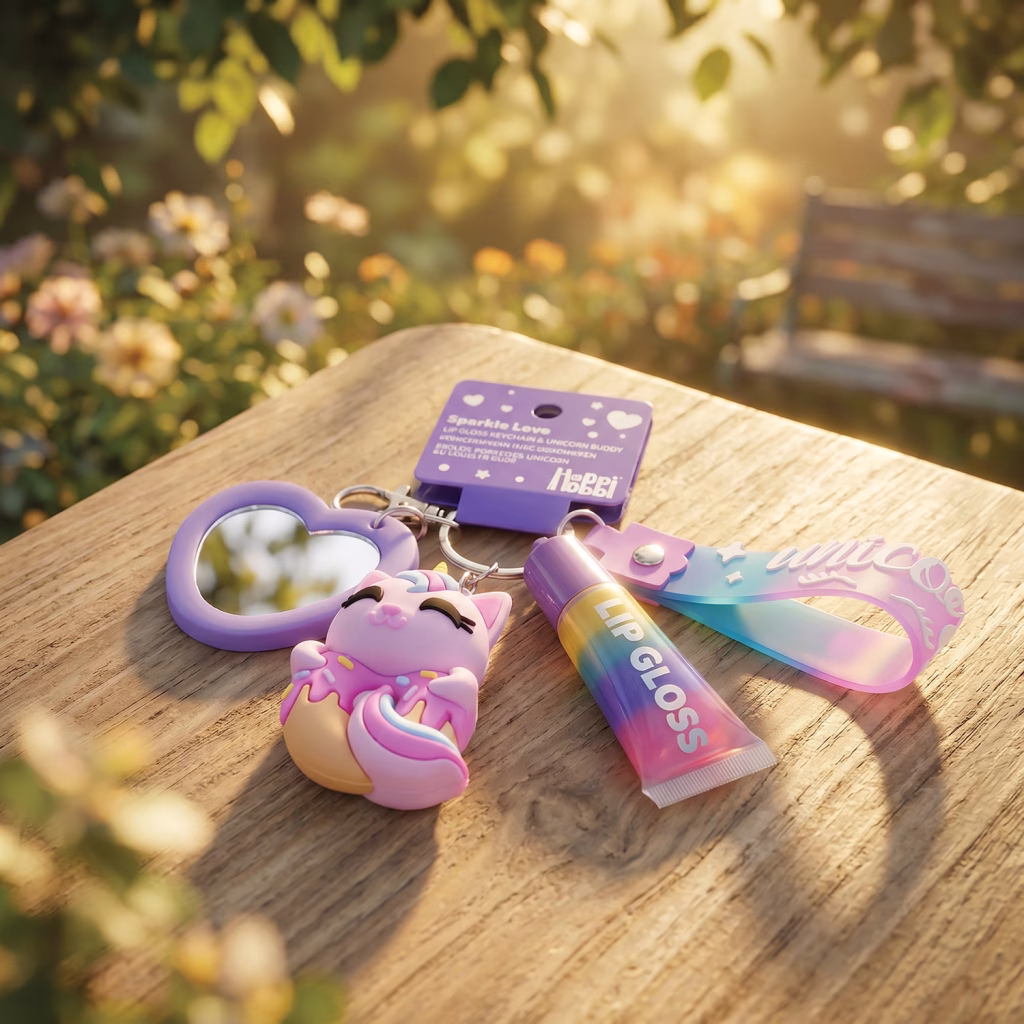 happihobbi Μπρελόκ με lip gloss & Φιγούρα Μονόκερο σε 2 Σχέδια για 6+ Ετών