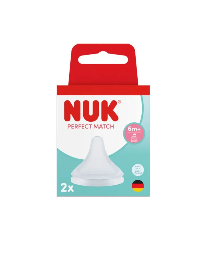nuk θηλή σιλικόνης perfect match 2τμχ μέγεθος flowcontrol 6m+