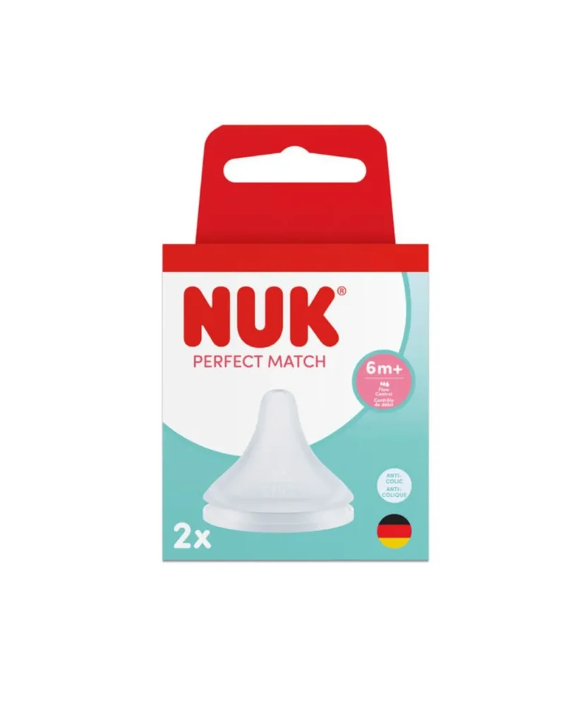nuk θηλή σιλικόνης perfect match 2τμχ μέγεθος flowcontrol 6m+