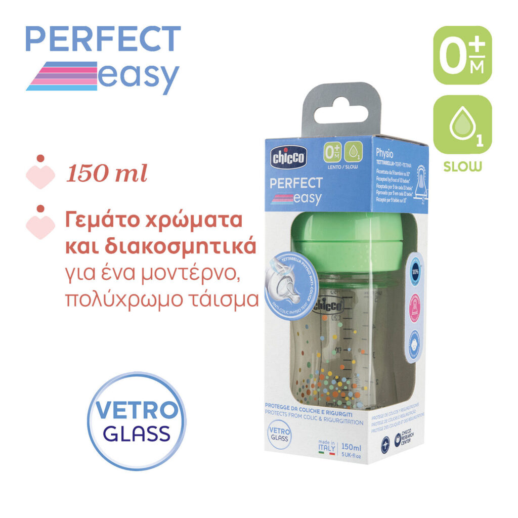 chicco Γυάλινο Μπιμπερό natural feeling Κατά των Κολικών Λευκό 150ml Για 0+ Μηνών Κωδ. 50 81211 30 (Αντιγραφή)