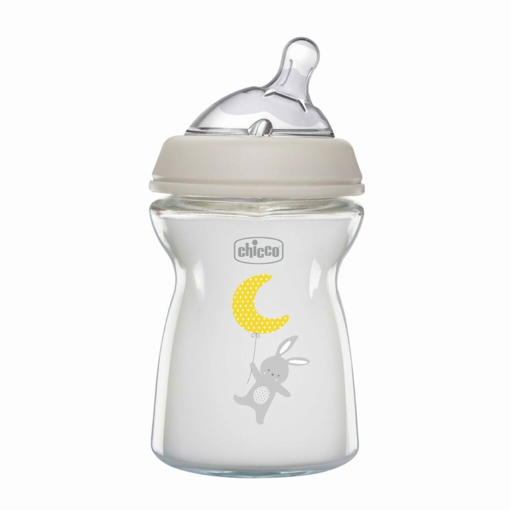 chicco Γυάλινο Μπιμπερό natural feeling Κατά των Κολικών Λευκό 250ml Για 0+ Μηνών Κωδ. 50 81221 30