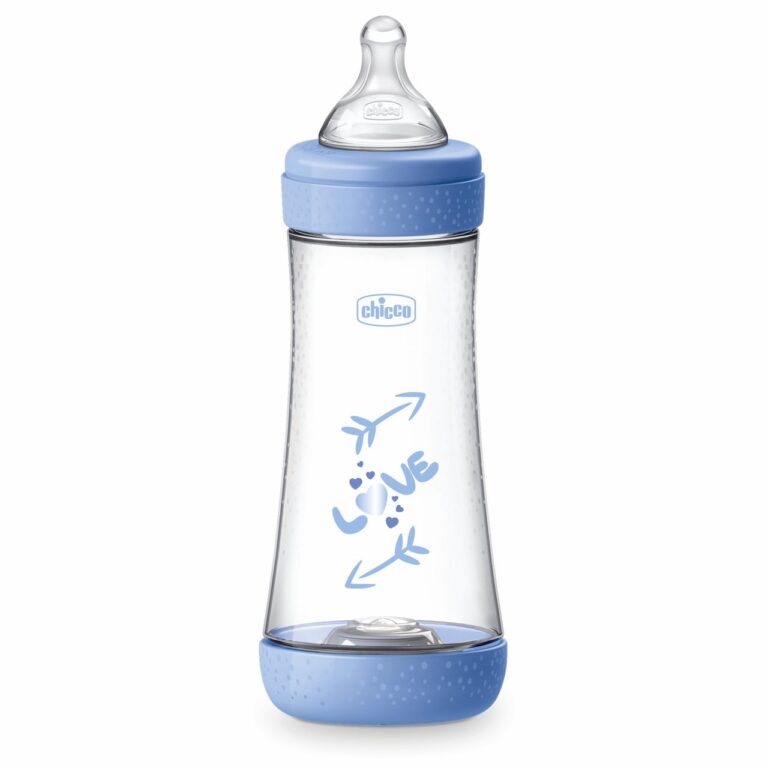 chicco Πλαστικό Μπιμπερό perfect 5 Κατά των Κολικών Με Θηλή Σιλικόνης Μπλε 300ml Για 4+ Μηνών